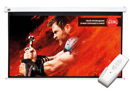 Настенный проекционный экран с электроприводом 167" Cinema S’OK Motoscreen 370x208 c пультом ДУ в комплекте